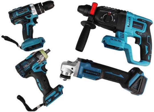 Factory 51098068 Set Angle Wheel & Drill Driver & Impact Driver & Excavator with 2 Batteries and Case