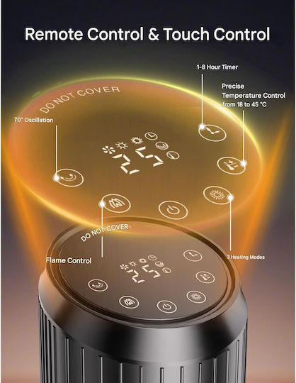 Ceramic Fan Heater Room Floor Negru 2000W