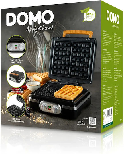 Domo Βαφλιέρα για Ορθογώνιες Βάφλες 2 Θέσεων 1520W
