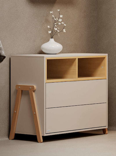 Baby Dresser with 2 Drawers Ecru 94x51x88cm