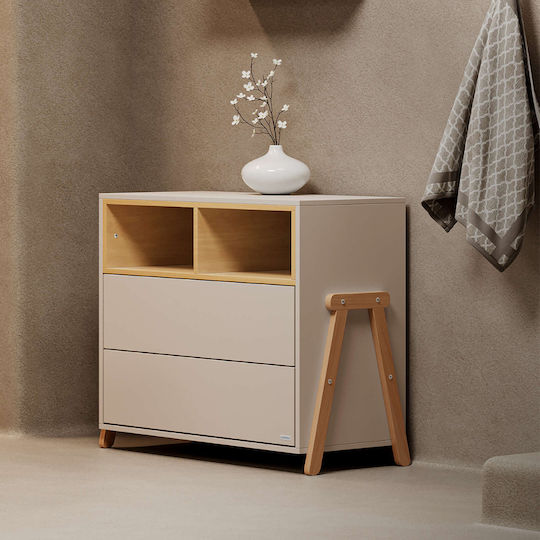 Baby Dresser with 2 Drawers Ecru 94x51x88cm