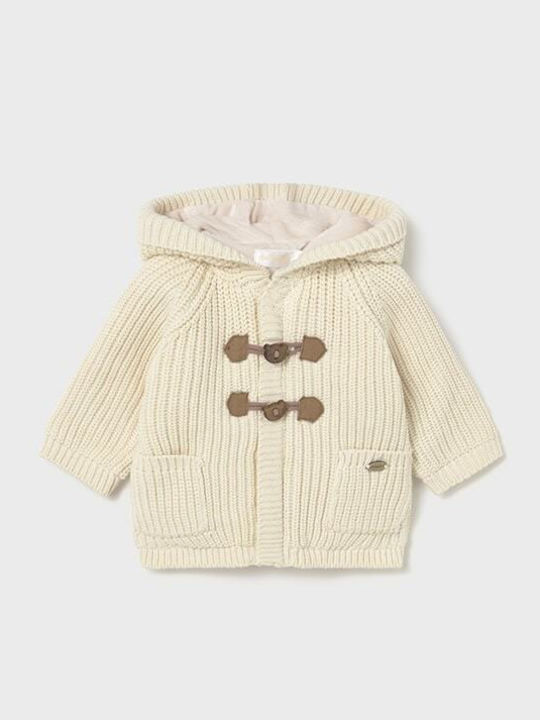 Kids Cardigan Knitted with Hood Beige
