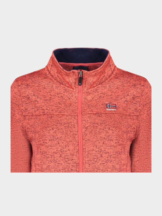 Women's Orange Zip-Up Cardigan