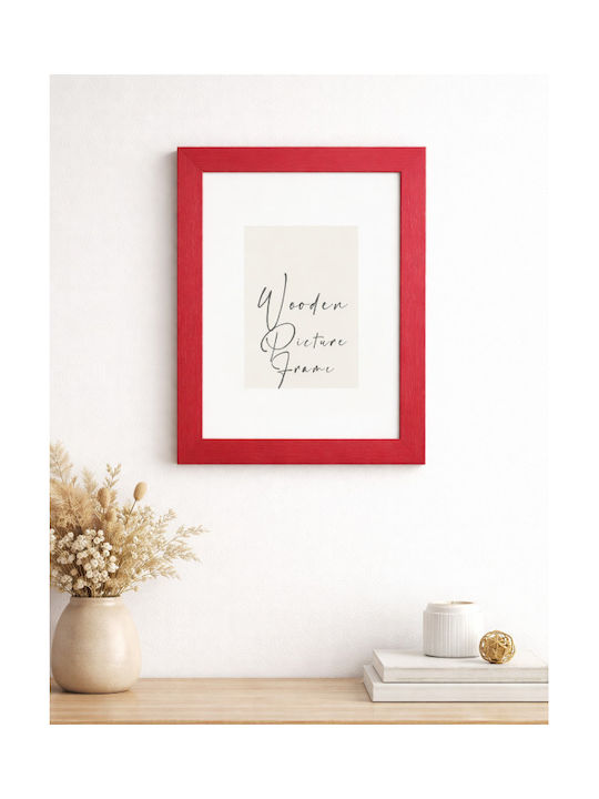 Wooden Wall Photo Frame Red Embossed Wood Grain Matte Glass K29-34 Photo 25cmx35cm