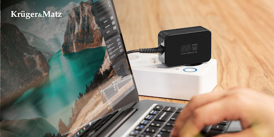 Kruger & Matz USB-C Universal Laptop Charger 65W 5V 3A for Universal / Dell / HP / Lenovo / Sony / Samsung with Detachable Power Cord