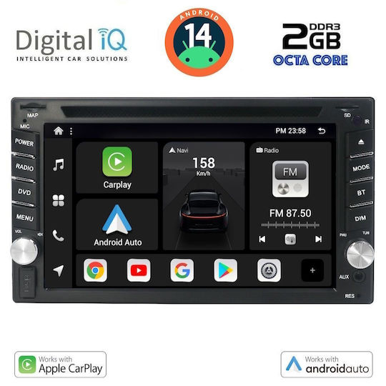 Digital IQ Ηχοσύστημα Αυτοκινήτου 2004 (Bluetooth/USB/WiFi/GPS/Apple-Carplay/Android-Auto) με Οθόνη Αφής 6.5"
