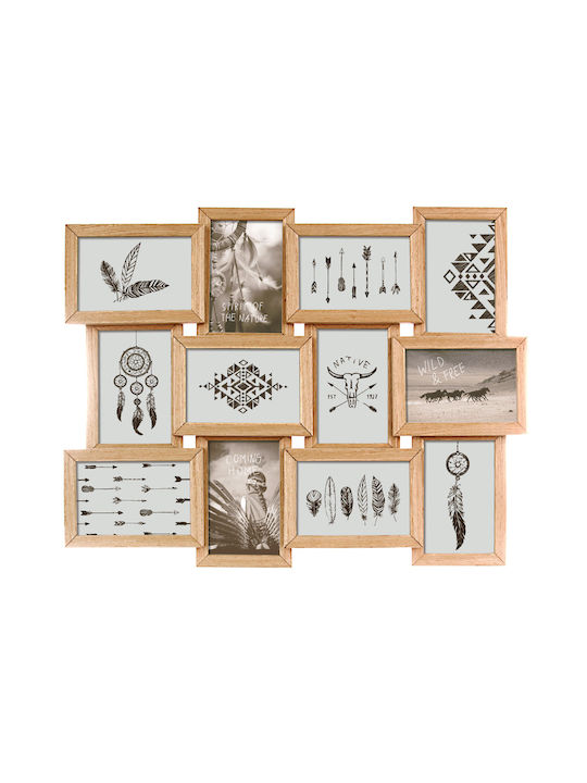 A-s Beige Multi Picture Frame Wall 12 Positions Wooden with Beige Frame