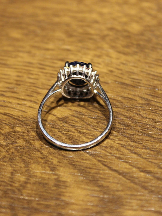 925 Silver Ring Size 19.5 Sapphires Songea Blue Natural Sapphire
