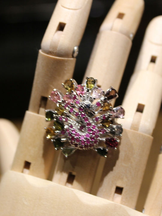 925 Ring Natural Tourmalines Rubies Size 15