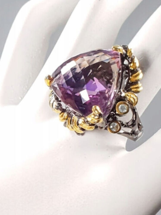 Artistic 35ct Amethyst Topaz Ring Size 20