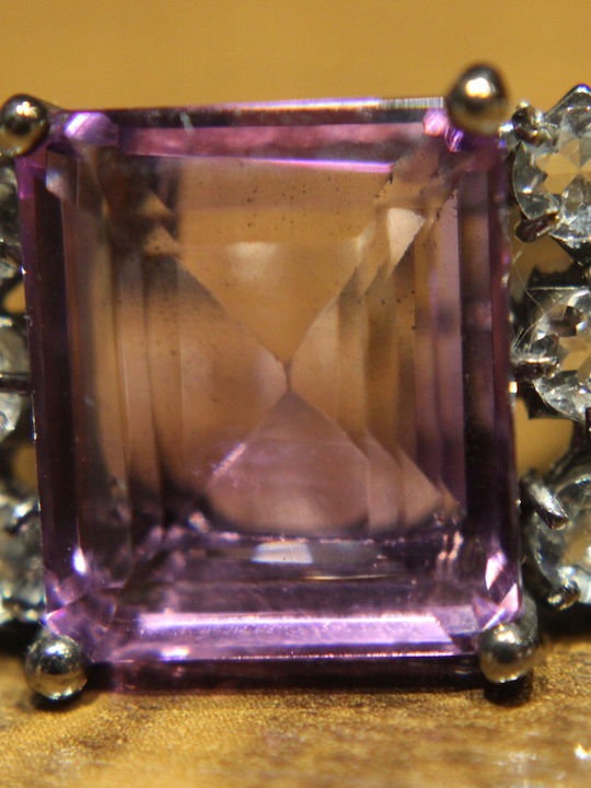 Künstlerischer Silberring Mit Natürlichem Amethyst Aquamarinen Größe 16,5