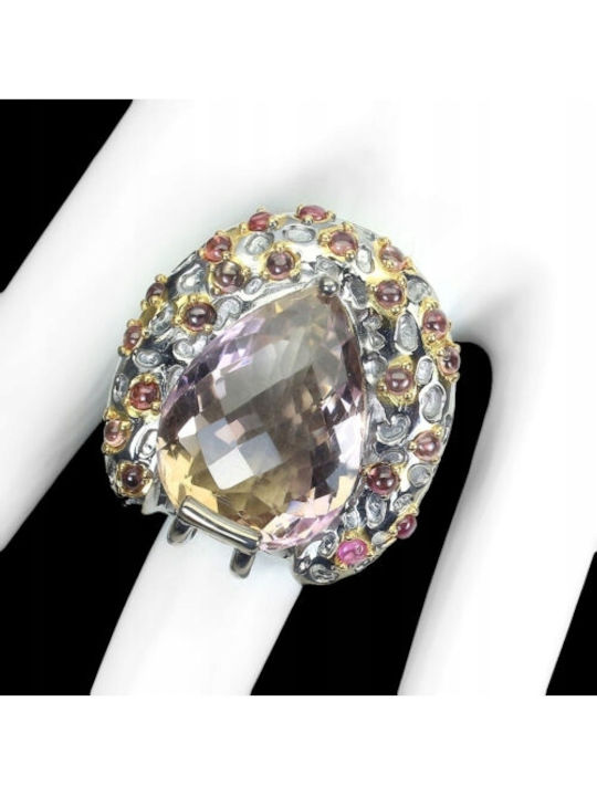 925 Silver Ring Size 19 Amethyst 2.6ct Sapphires