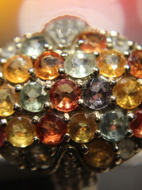 Silver Ring Natural Sapphires Topazes 925 Size 12