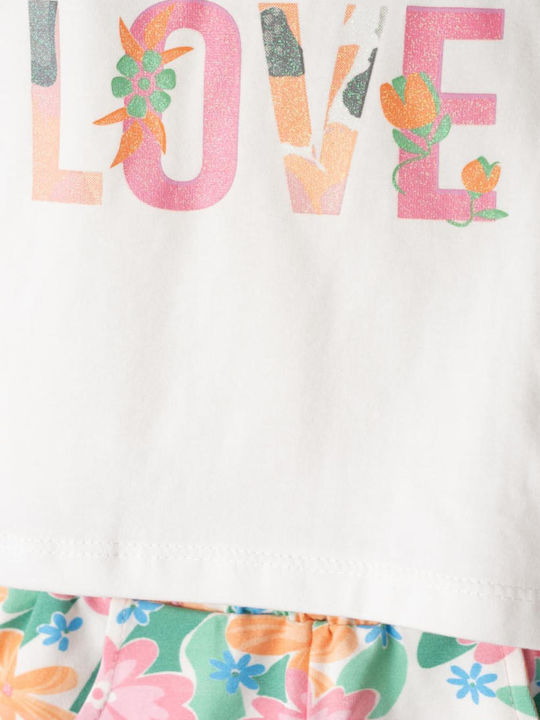 Kids' Set with Shorts Summer 3pcs White "love