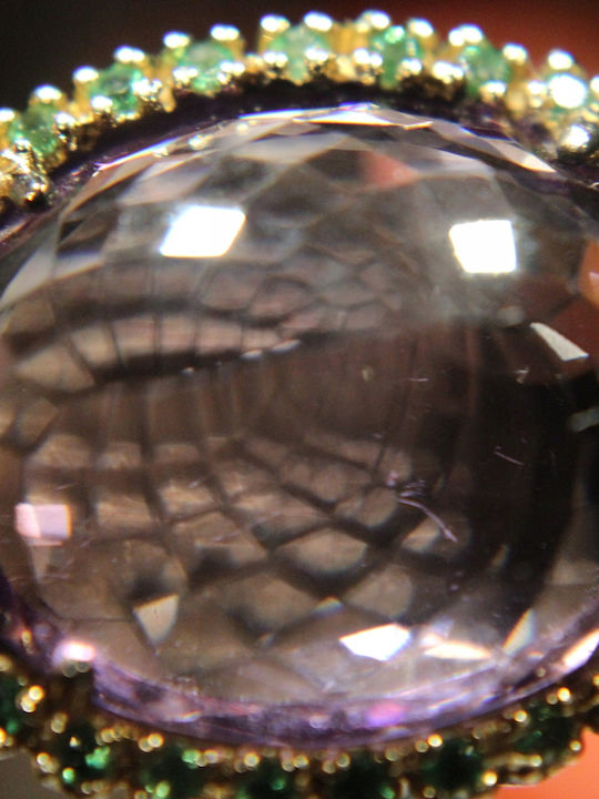 Künstlerischer Silberring Natürlicher Amethyst Diopsid Größe 16,5