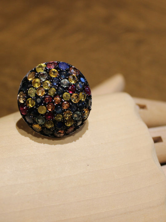925 Silver Ring Rubies Sapphires Size 10