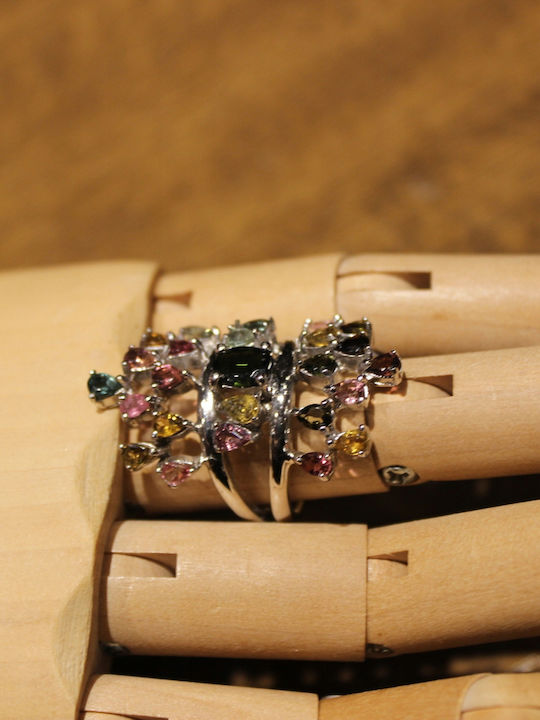 Natural Tourmaline Diopside Ring R15.5