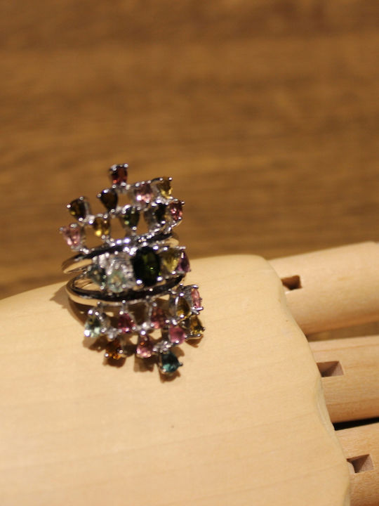 Natural Tourmaline Diopside Ring R15.5