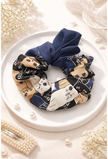 Scrunchie Σουρα Μαλλιων Γατουλα Mπλε 11327