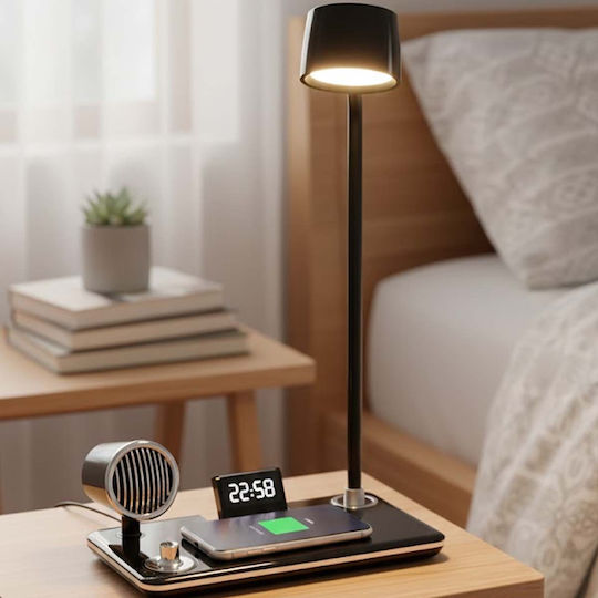 Avizar 3-in-1 Led Table Lamp Bluetooth Speaker Charging Station Black