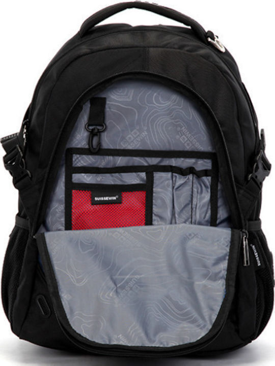 Suissewin Backpack Αδιάβροχο 28lt Μαύρο