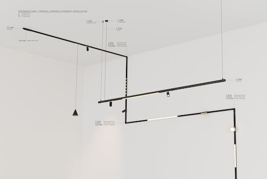 Ecke Verbindung Vertikal Eingefräst Ohne Rahmen 23133 4,8x4,8cm 48V Ultra Slim Magnetische Schienen Schwarz