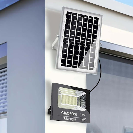 Avizar Proiector Led Solar 10w Ip67 Panou Solar Separat Telecomanda Negru Transparent