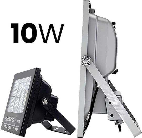 Avizar Proiector Led Solar 10w Ip67 Panou Solar Separat Telecomanda Negru Transparent
