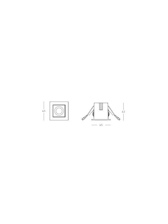 Zambelis Lights Square Recessed Spot with Integrated LED and Warm White Light Black 4.2x4.2cm. 1pcs