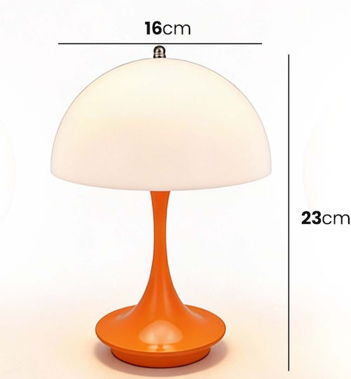 Avizar Rechargeable Usb-c Touch Led Mushroom Lamp Desk Orange