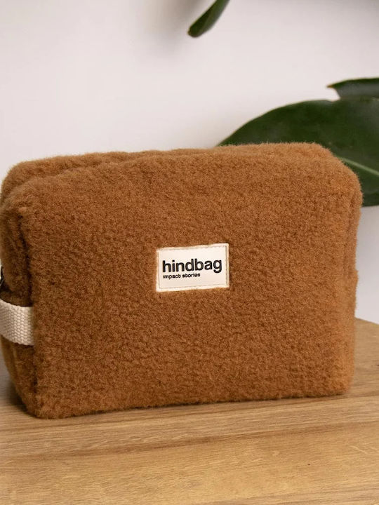 Hindbag Kulturbeutel Leon Teddy Braune Kulturbeutel Faux Fur Reißverschluss