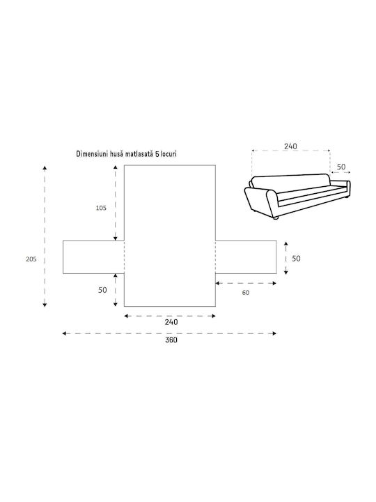 Sofazip Elastische Abdeckung für Fünfsitzer-Sofa Cappuccino - Ivory 240εκ. 1Stück SZMATCAIV