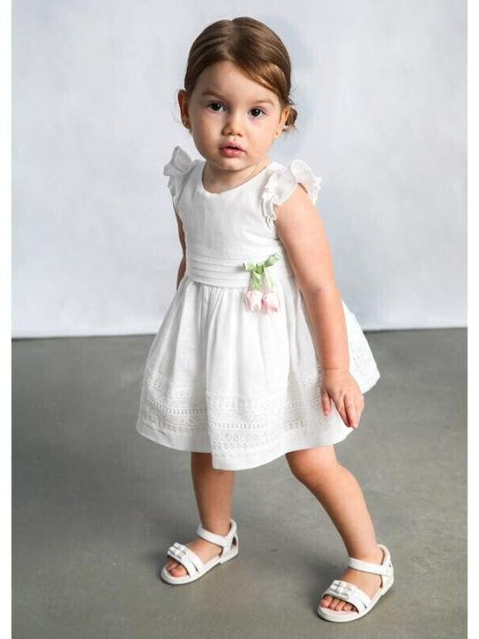 Girls Sleeveless Dress with Lace Set with Accessories Ecru
