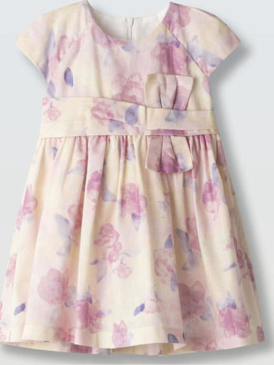 Mädchenkleid Kurzärmelig Blumen Set aus 2 mit Zubehör Rosa
