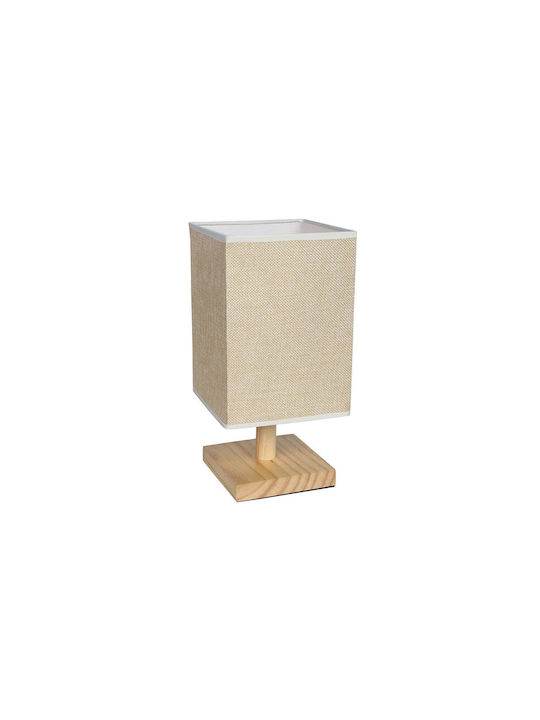 Keskor Wood Table Lamp for Socket E27 with Beige Shade