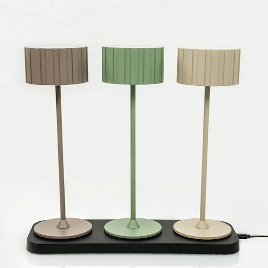 Zambelis Lights Table Lamp LED with Beige Shade and Base