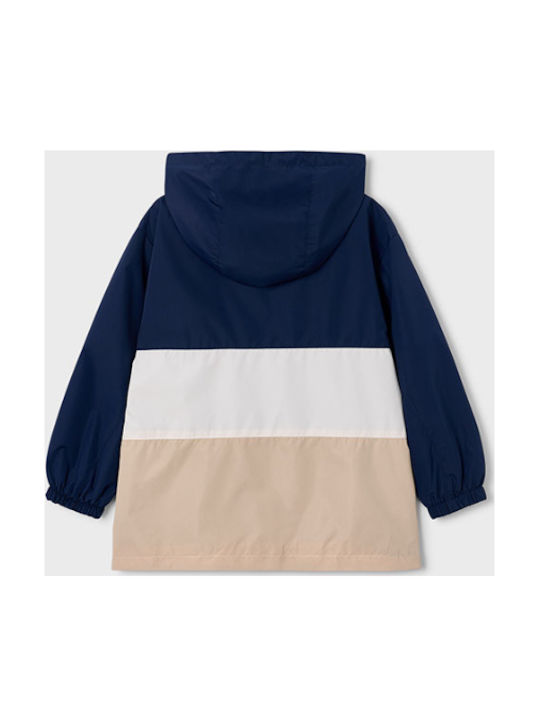 Kids Casual Windproof Jacket with Hood Navy Blue