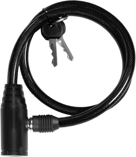 Avizar Antifurt Compact cu Cap Rotund Cablu cu Cheie pentru Biciclete Trotinete Negru