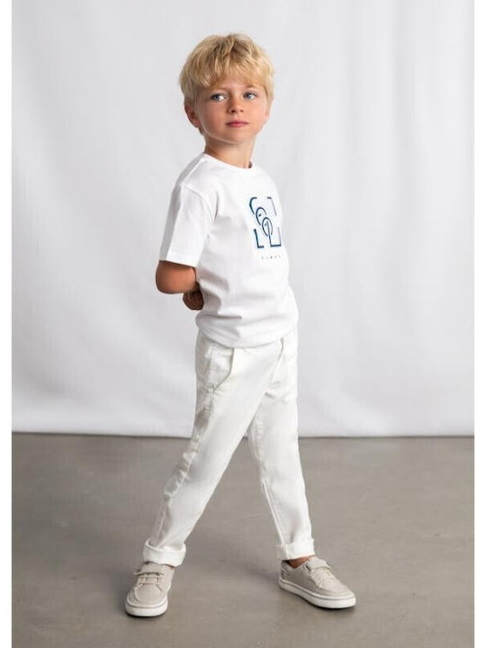 Kids Chino Fabric Trousers Ecru