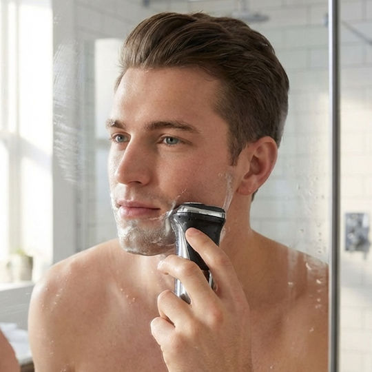 Avizar Smart Waterproof Rechargeable Electric Rotary Shaver 3 Heads Grey