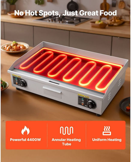 Vevor Electric Commercial Flat Top Griddle Steel 72.5x40x4.4kW with Flat & Ribbed Grill Plates