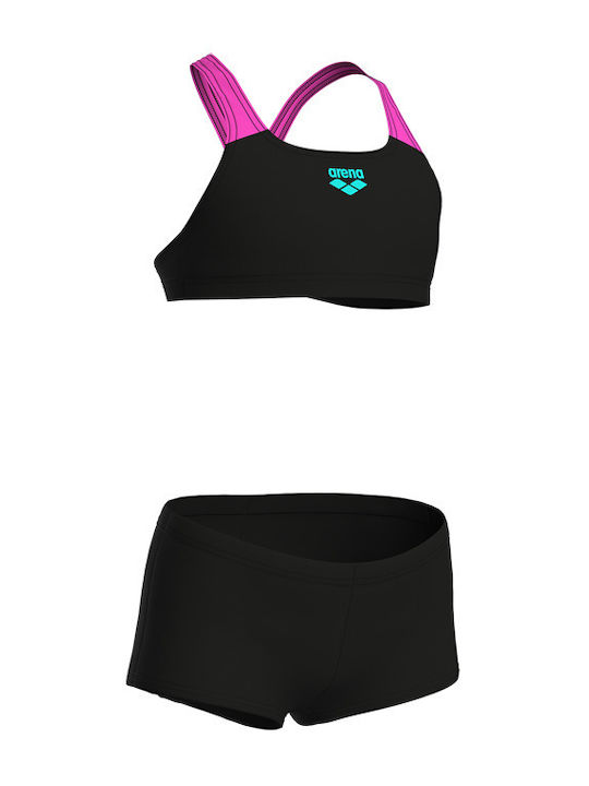 Arena Solid Kinder Badeanzug Bikini Black-shocking Pink