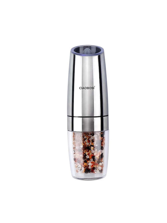 Avizar Electric Gravity Mill Pepper Salt Ceramic Mechanism Silver