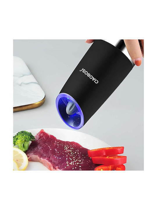 Avizar Electric Gravity Mill Pepper Salt Ceramic Mechanism Transparent Black