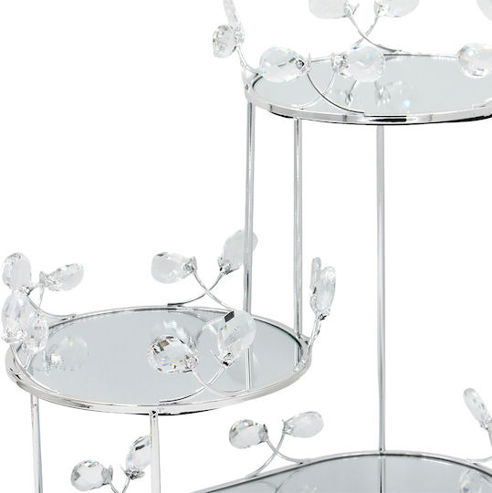 Keskor Μεταλλική Ορντεβιέρα Ασημί Ø42cm Π22xΜ40cm