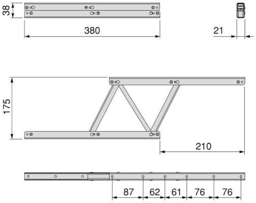 Table Lift Mechanism Damper 380mm Finetto Black