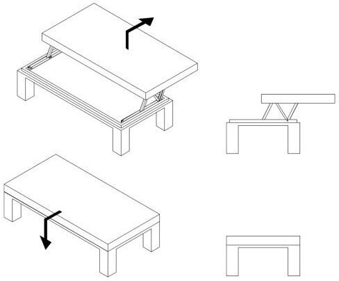Table Lift Mechanism Damper 380mm Finetto Black