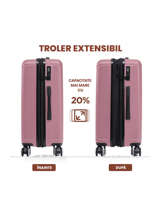 Quasar Μεσαία Βαλίτσα Ταξιδίου Σκληρή Powder Pink με 4 Ρόδες Ύψους 66.5εκ.