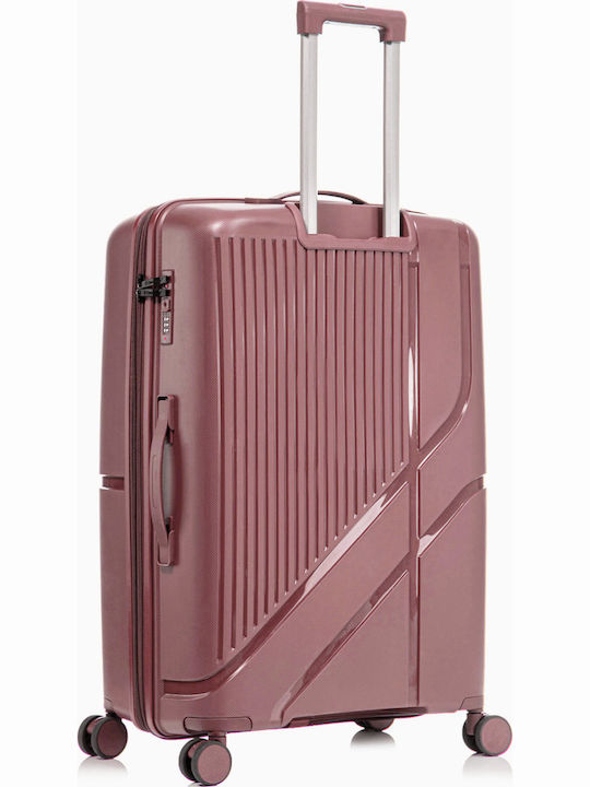 Quasar Μεσαία Βαλίτσα Ταξιδίου Σκληρή Powder Pink με 4 Ρόδες Ύψους 68εκ.