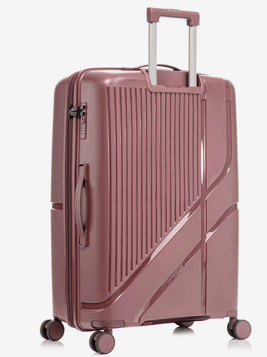 Quasar Großer Reisekoffer Hartschalen Dusty Pink mit 4 Räder Höhe 76cm